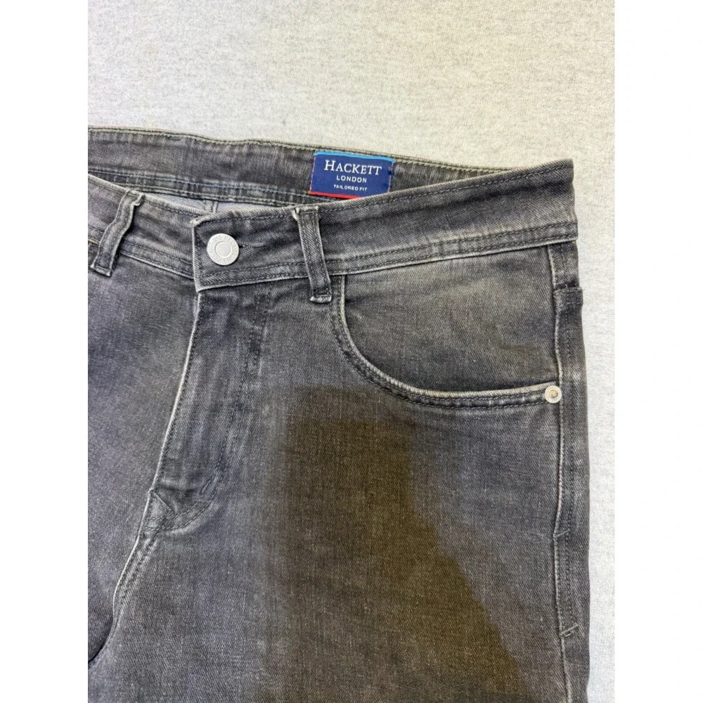 Hackett‎ London Tailored Fit Black Straight Leg Jeans Mens Size 34 Gray Denim